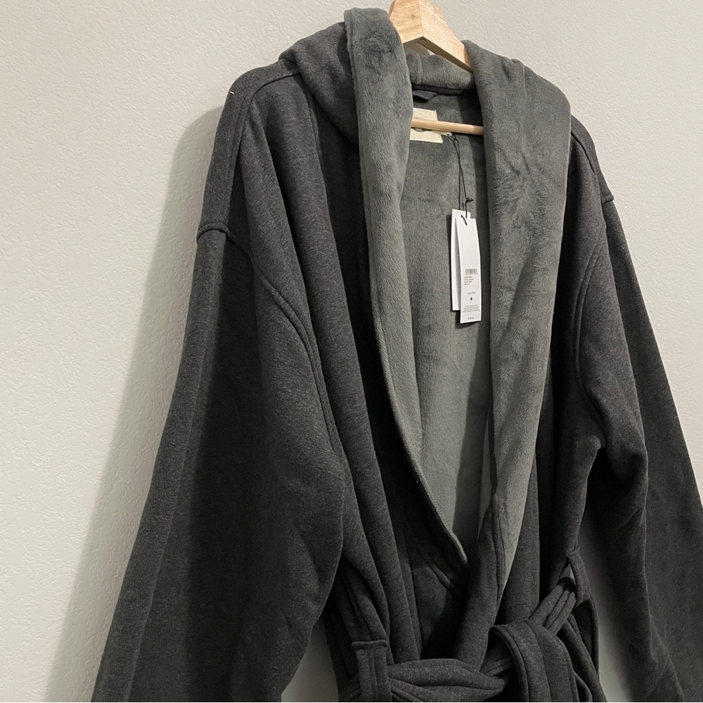 UGG Brunswick Robe Charcoal Gray Plush Hooded Lined Mens Large L XL - Picture 12 of 13